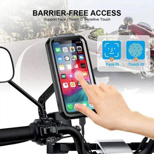 Waterproof Mobile Holder Mirror Mount with 15W Wireless Charger – Black. - Image 6