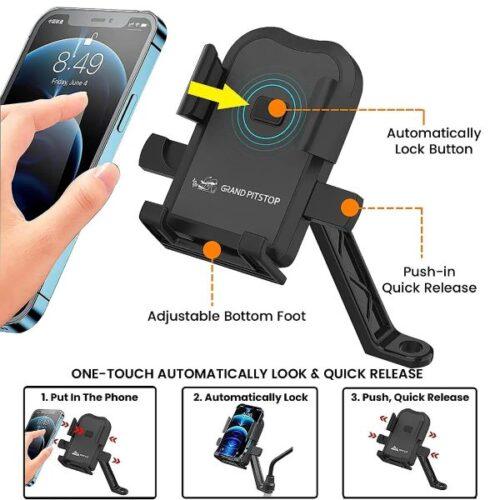 Cool Grip B2 Bike Mirror Mount Mobile Holder - One Click Locking – Black. - Image 3